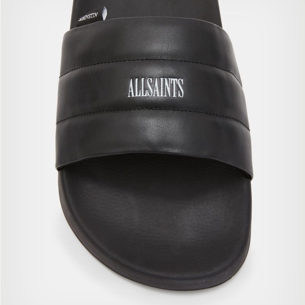 All Saints Shell Leather Slides - new- US 9